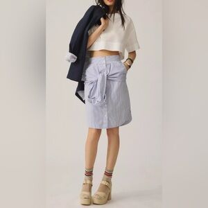 🆕Maeve Sleeve-Waist Button-down Striped Blue& White  Skirt M🆕
